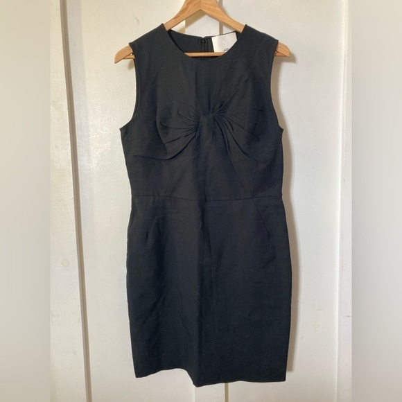 3.1 Phillip Lim black sleeveless midi linen cotton blend dress size 10 bow - Picture 1 of 11